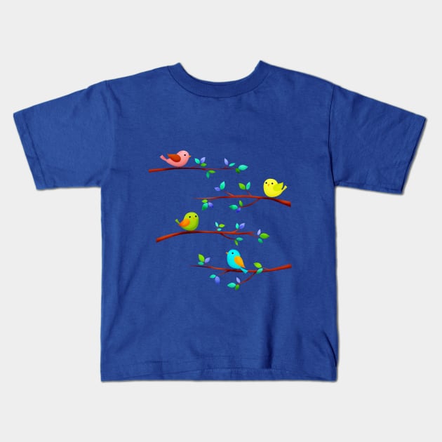 Birds On Tree Branch Kids T-Shirt by holidaystore